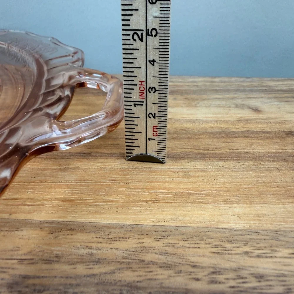Anchor Hocking Mayfair Open Rose Pink Depression Glass Handled Platter 14 inch
